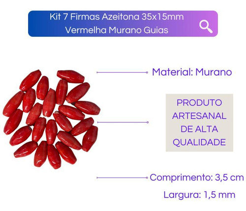 Kit 7 Firmas Azeitona 35x15mm Murano Guias - Escolha A Cor 1