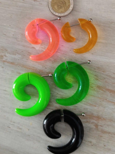 Acrylic Steel Spiral Fake Expander Horn Earrings Piercing 3-4 cm 37