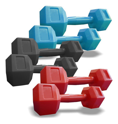 FDN Hexagonal PVC Filled Dumbbell Pair 7kg Each 0