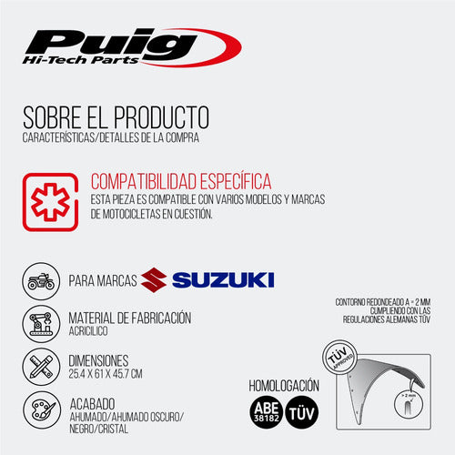 Puig Cupula Parabrisa Racing V-Strom 1000 14 Ahumado 1