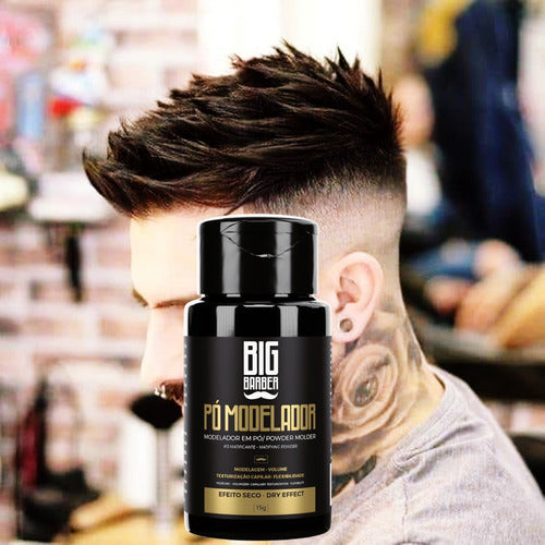 Pomada Em Pó Modelador Big Barber 15g Efeito Fosco Kit 6 Und 2