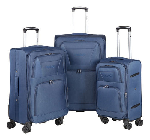 Large Reinforced Fabric Suitcase with 4 Swivel Wheels 360 Expandable Gusset 9