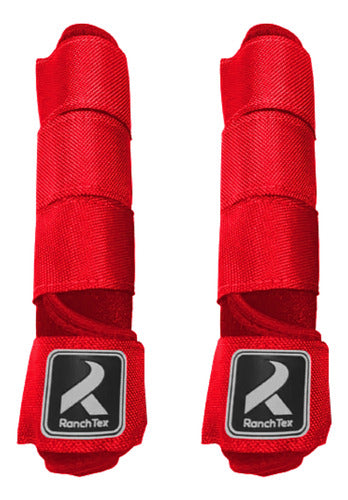 Caneleira Cavalo Equitação Par Vermelho Neoprene 0