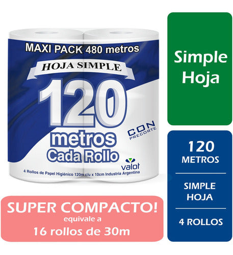 Valot Extra White Toilet Paper Single Sheet 4 x 120m 19g 0