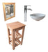 Rustic Wooden Vanity Set with Porcelain Basin + Faucet and Mirror 14