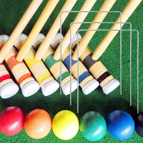 Juego De Croquet Para Patio, 9 Aros De Metal De 198 Cm 3