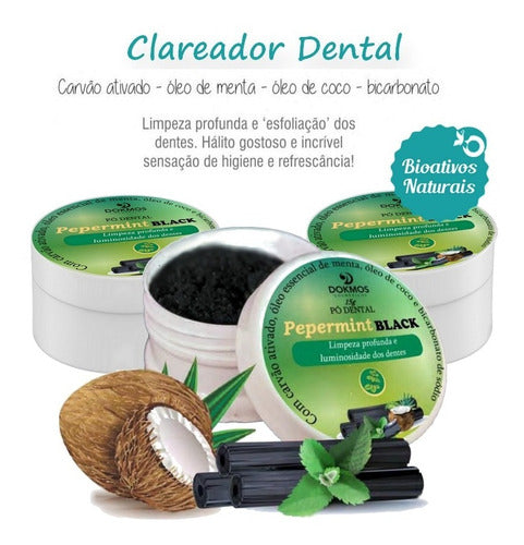 Clareador Dental Carvão Ativado Pepermint Natural Kit C/ 3 1