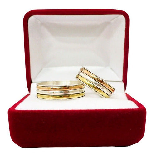 Entre Joyas Alianzas Compromiso Plata 925-Oro Anillos Boda De Tricolor 3