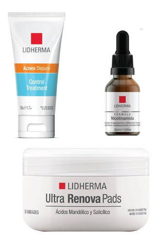 Ultra Renova Pads + Acnex Treatment + Nicotinamide by Lidherma 0