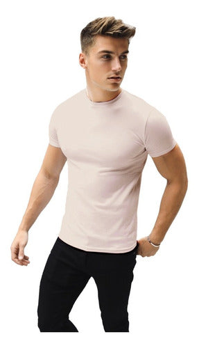 Men's Fitted Elastane T-Shirt - Lisbon Model Pink 18