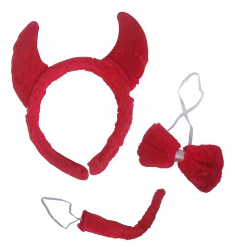 Generic Plush Headband + Bow + Tail Costume Cosplay Kit 3