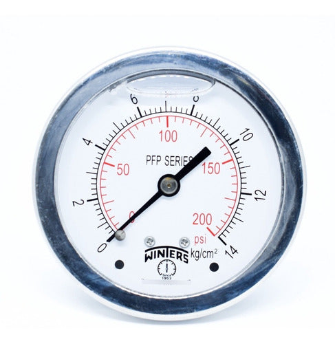 Winters Total Stainless Steel PFP Series Pressure Gauge with Glycerin - Rear Thread 3