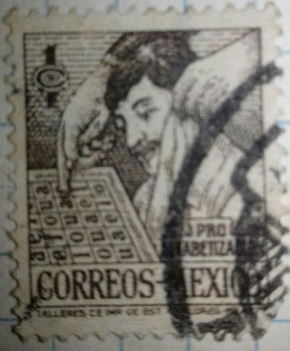 Antiguo Sello Pro Alfabetizacion Correos Mexico 1 C 1946 1