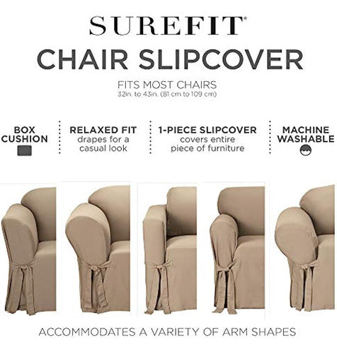 Sure Fit Duck Solid Dining Chair Slipcover Natural SF15395 4