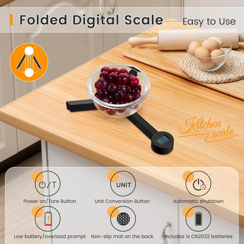 Báscula De Cocina Plegable Digital Con Pantalla Lcd 2