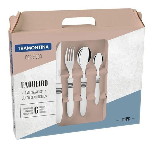 24-Piece Cor & Cor Tramontina Stainless Steel Cutlery Set Various Colors 5
