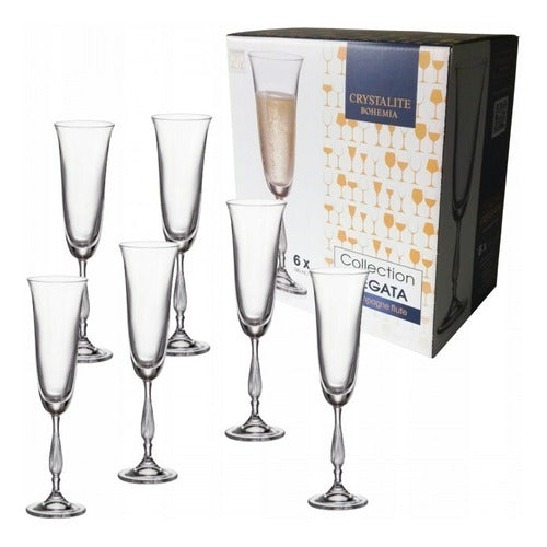 Bohemia Crystal Champagne Glasses Set X 12 Fregatta 190ml 2