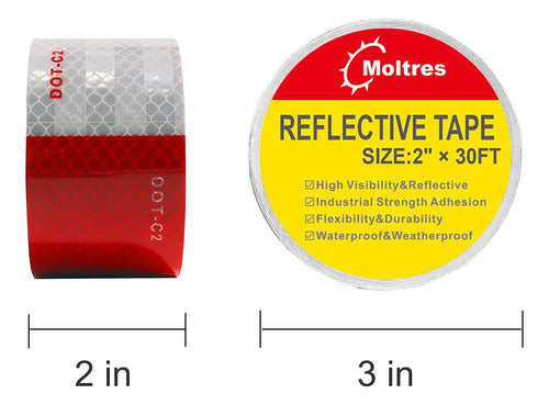 Moltres Reflective Tape Dot-C2 Waterproof Red and White 4