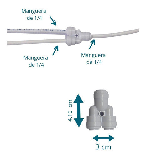 Acople Rapido Y Manguera 1/4 Filtro Agua Dispenser Osmosis 1