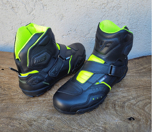 Facus Botas Moto Ruta B03 Negro Con Amarillo Fluor 3