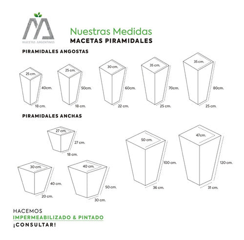 Macetas Argentinas Fibrocemento Piramidal 70x35x25 Tus Plantas + Felices 2