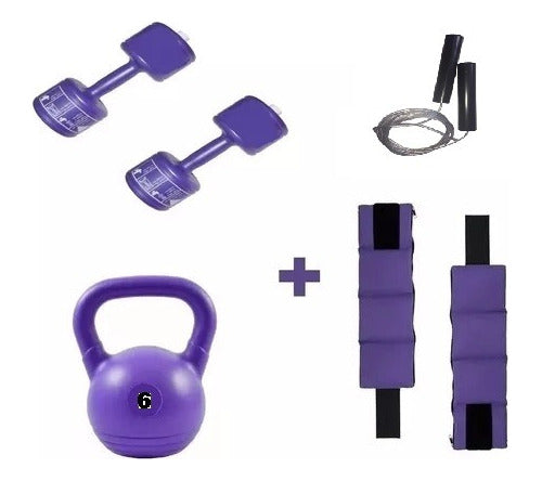 FTL Large Dumbbells + 3kg Ankle Weights + 6kg Kettlebell + Rope 0