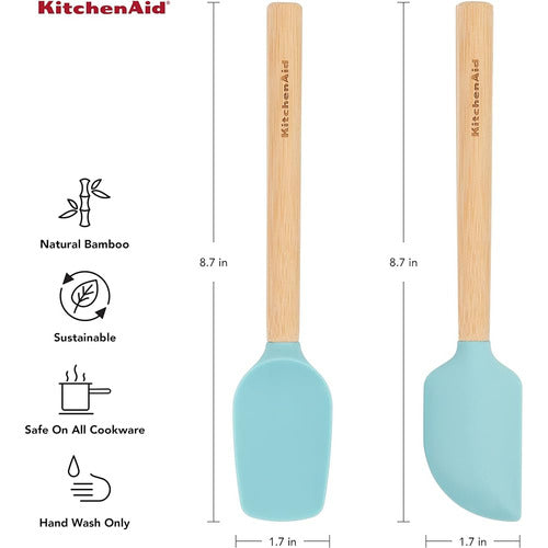 KitchenAid Bamboo Wood Handled Mini Spatula Set Con Cabeza D 1