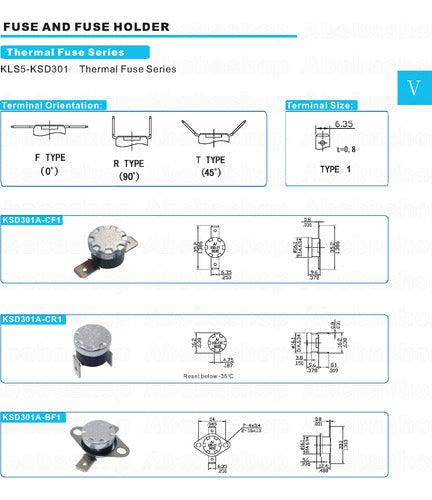 Abebashop 4x Thermal Sensor Protector 60 Degrees 10A Normal Closed 4