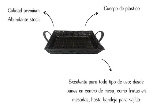 Form Multi-Use Black Plastic Tray with Handles 2