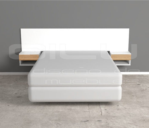 QILU DISEÑODEMUEBLES Floating Headboard Nordic + Light Tables. Minimalist Design 3