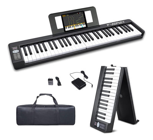 Fverey 61-Key Foldable Piano Keyboard, Portable Electronic Piano 0