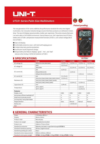 Uni-T Multimeter UT33B+ Plus + Clamp Meter UT201+ 4