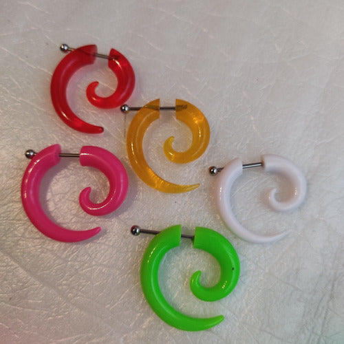 Acrylic Steel Spiral Fake Expander Horn Earrings Piercing 3-4 cm 69