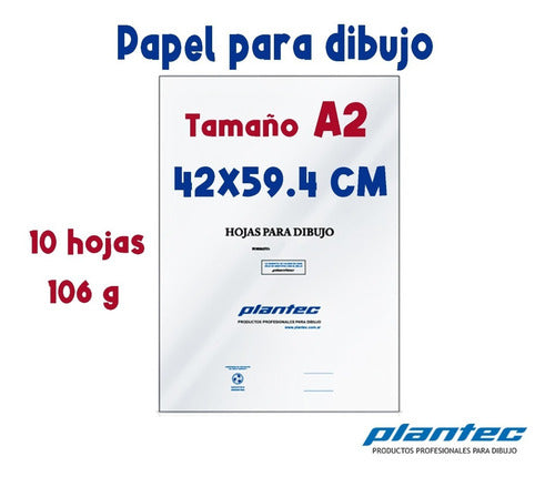 Hojas Para Dibujo Técnico A2 Plantec X 10 Hojas De 106 Gms 0