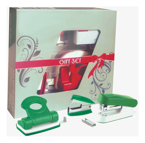 Kanex Set Stapler + Hole Punch + Staple Remover + Staples Green 0