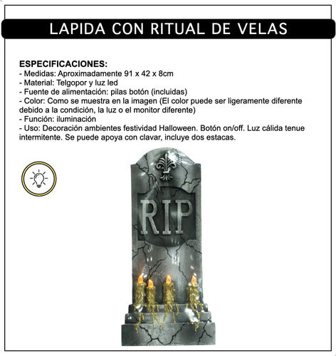 Lapida Cementerio Ritual Velas Led Decoracion Halloween 1