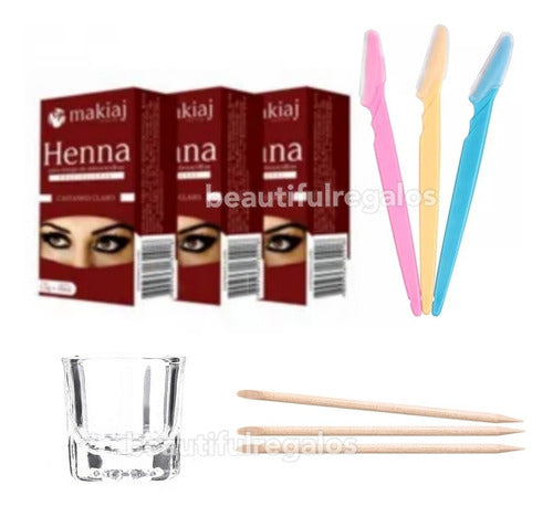 Brow Shaping Kit + Henna + Shapers + Dappen Dish 14