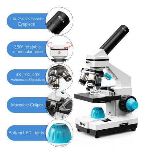 Microscopio Biológico Led Con Aumento De 40x-2000x 1