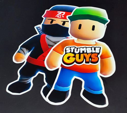 MuchoEvento Stumble Guys Themed Wall Décor Sign with 2 Unique Figures - 45cm 3