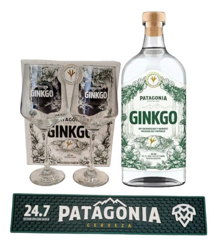 Ginkgo Patagonia Gin Bottle + Gift Box with 2 Gin Copas + Long Barmat 0