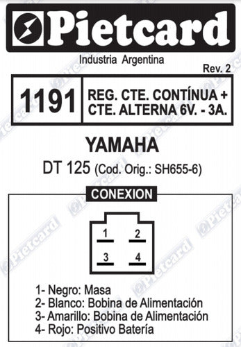 Regulator 6V Yamaha DT 125 Since 1998 Pietcard 1191 4