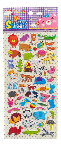 Stickers Con Relieve Animales De La Selva X 20 Planchas  M11 1