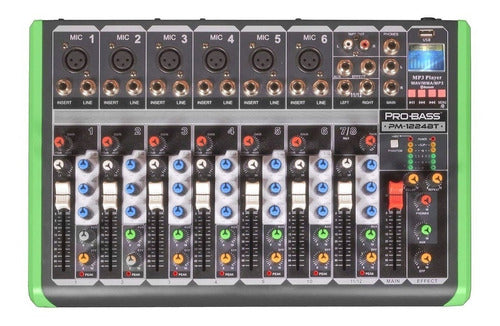 Mixer Consola Pro Bass Pm1224bt 8 Canales Usb Bluetooth 0