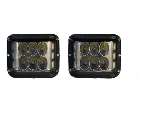 Juego Faros Camineros 18led 12v-24vint.naranja/blanco An-619 0