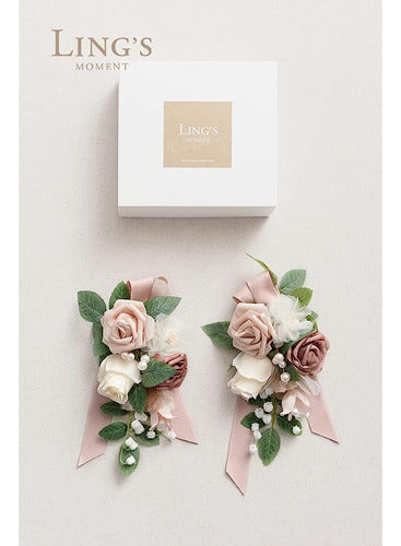 Ling's Moment Dusty Rose & Blush Floral Shoulder Corsages, M 3