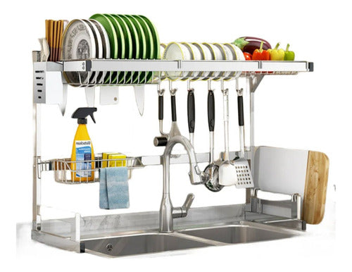 Two-Tier Stainless Steel Aluminum Dish Drying Rack 85cm 2