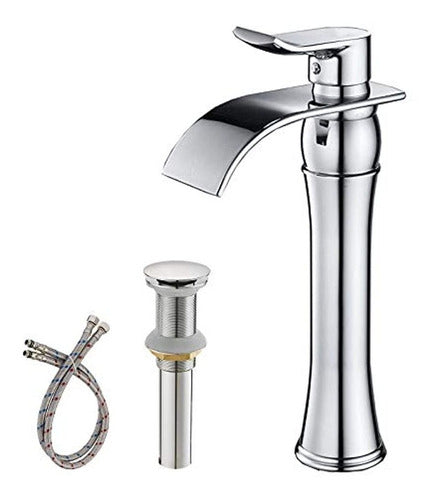 Bwe Waterfall Spout Chrome Single Handle Orificio Para Baño 0