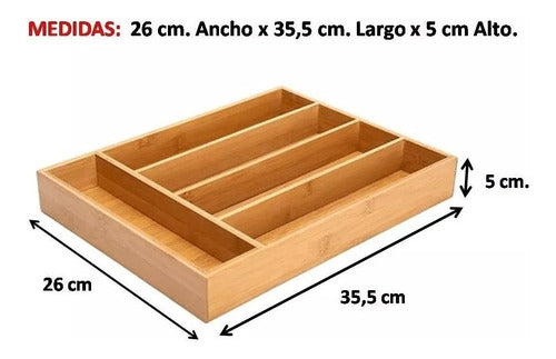 IMP Cubiertero Bamboo Cubiertos Cajon 5 Divisiones Organiza Impo 3