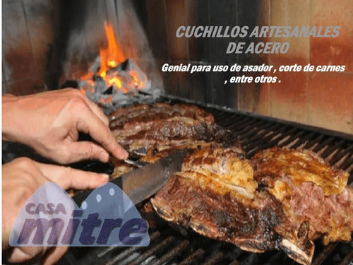 Cuchillo Asado Parrila Artesanal Acero + Funda Cuero Vacuno 2