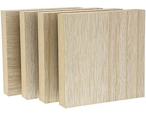Unfinished Wood Squares for Carving and Crafts 15x15x2.5cm (x4) 6